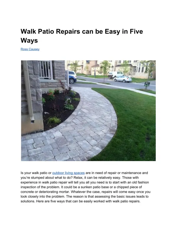 Walk Patio Repairs can be Easy in Five Ways