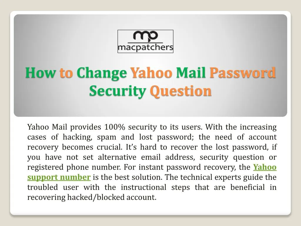 how to change yahoo mail password security question