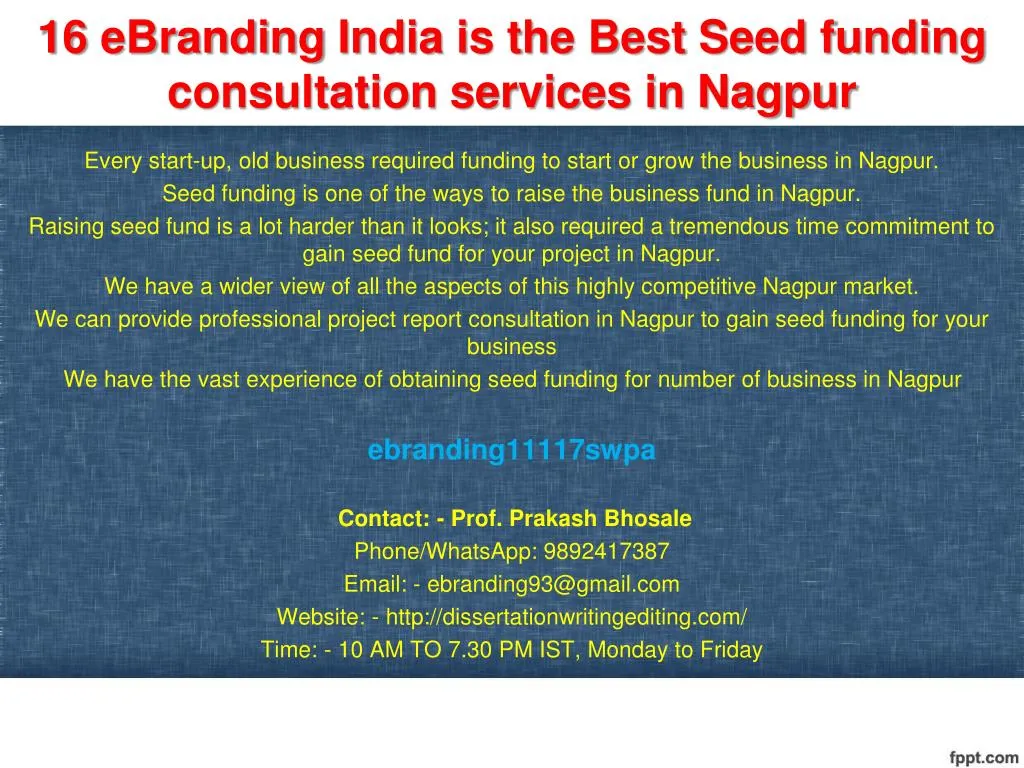 16 ebranding india is the best seed funding consultation services in nagpur