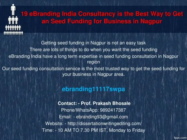 19 eBranding India Consultancy is the Best Way to Get an Seed Funding for Business in Nagpur