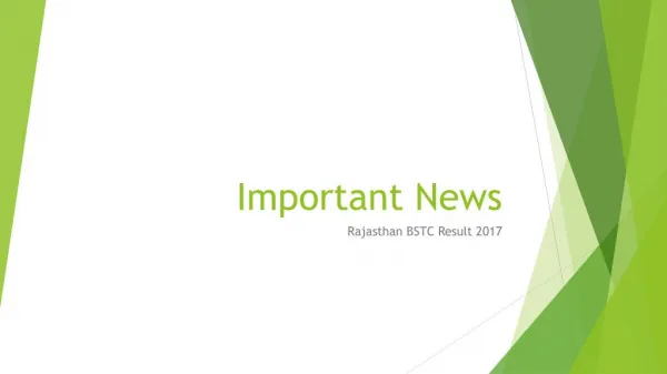 Important News of Rajasthan BSTC Result 2017