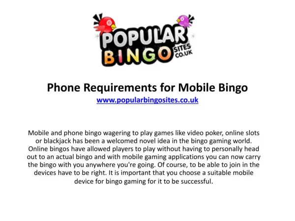 Phone Requirements for Mobile Bingo Gambling