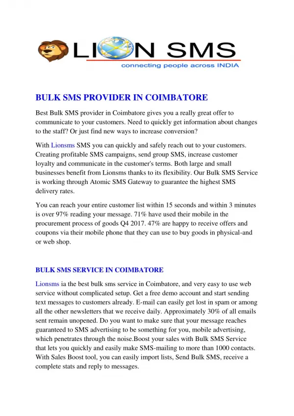 Bulk SMS Coimbatore | Marketing SMS Coimbatore | bulksmscoimbatore.net