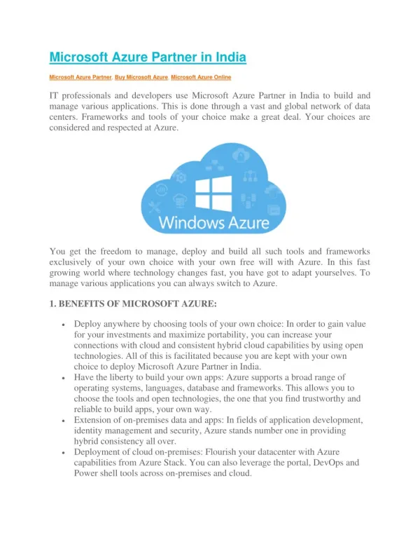 Microsoft Azure Partner in India