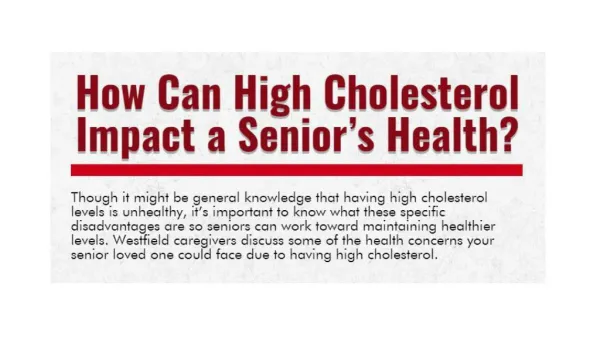 How Can High Cholesterol Impact a Senior’s Health?