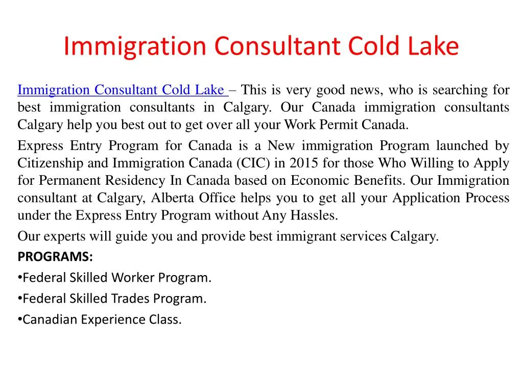 immigration consultant cold lake