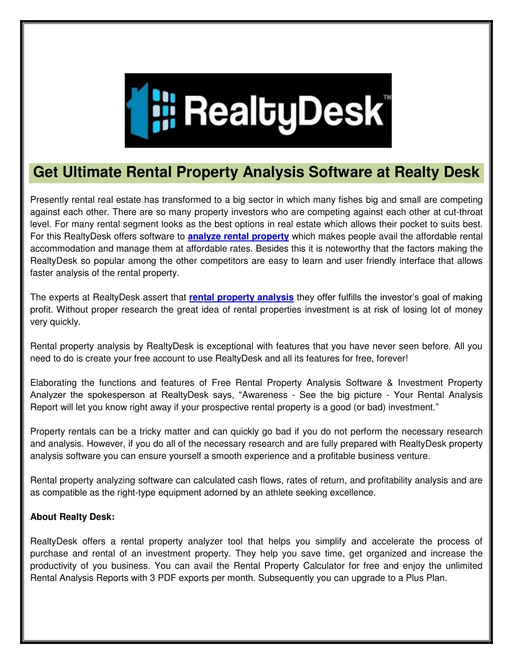 get ultimate rental property analysis software