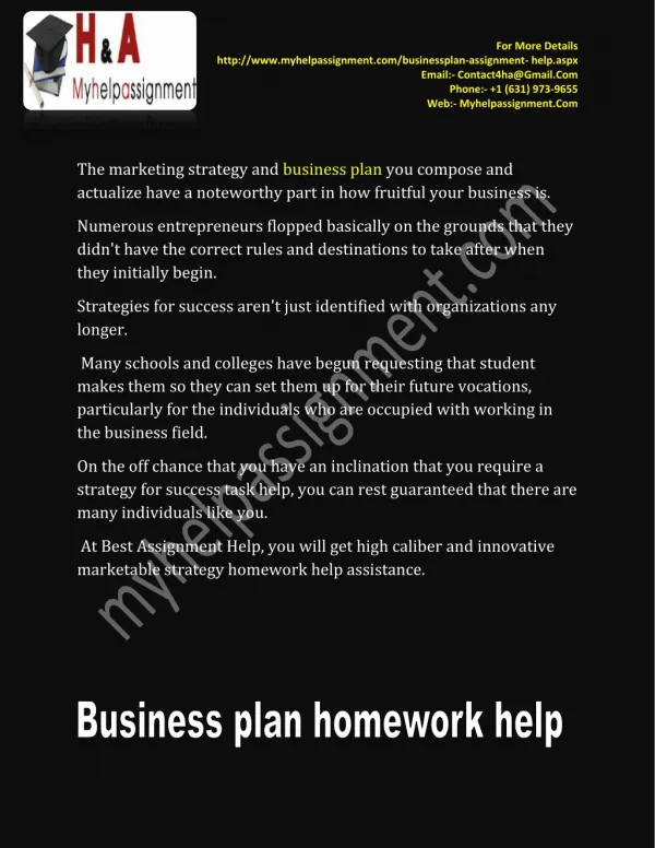 Business Plan Homework Help