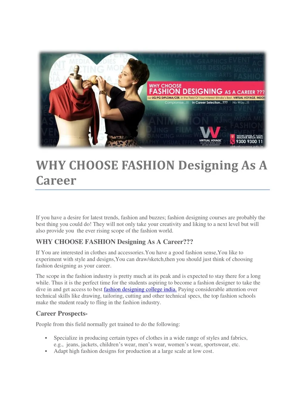 why choose fashion designing as a career