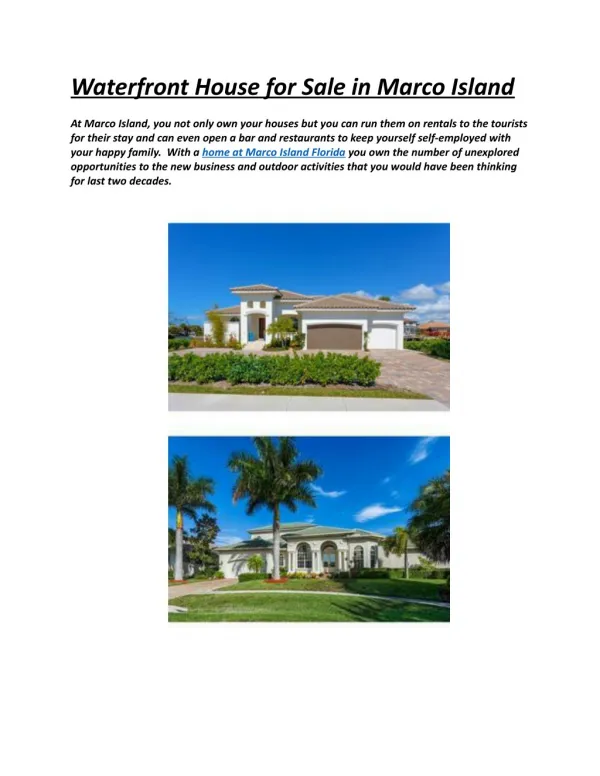 Waterfront Homes for Sale in Marco Island Florida