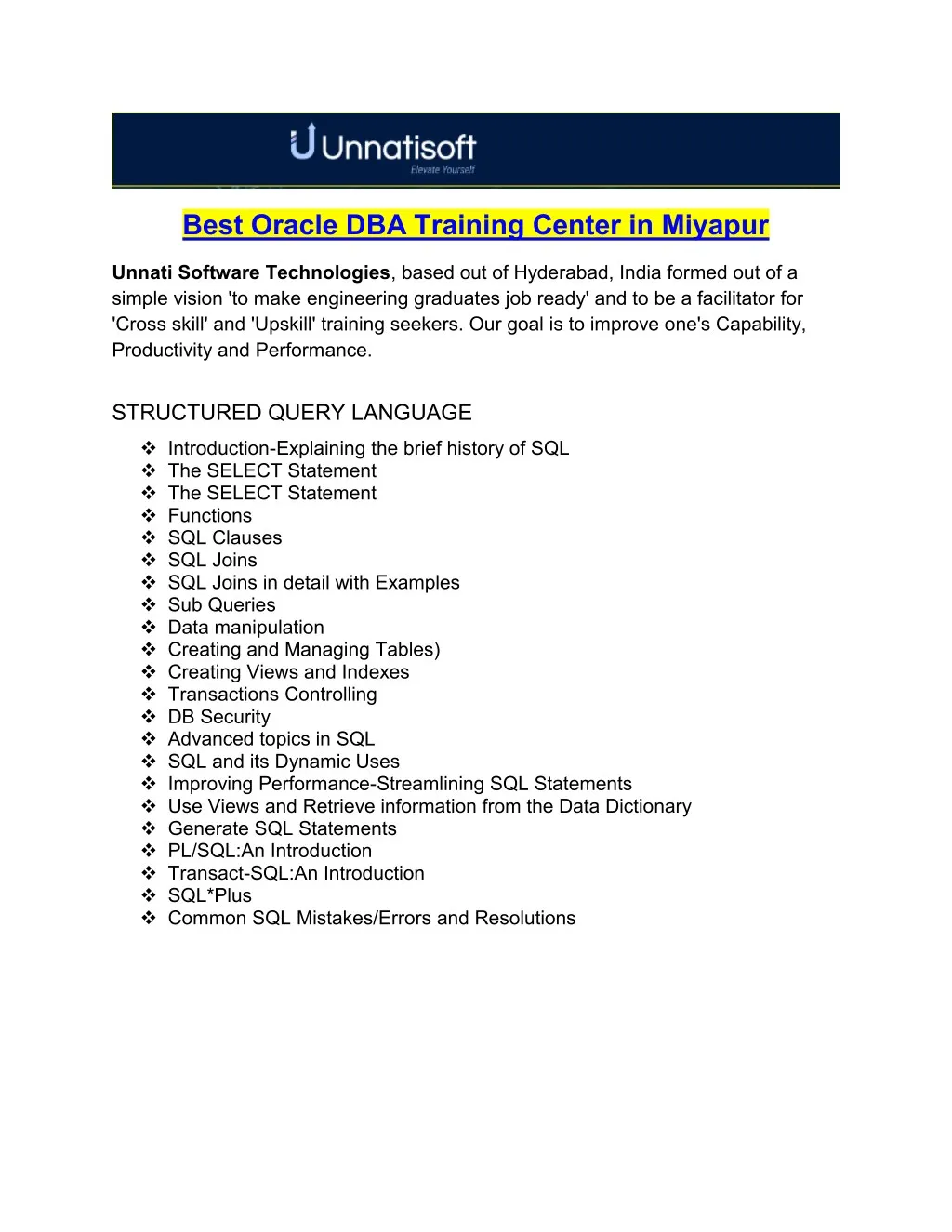 best oracle dba training center in miyapur
