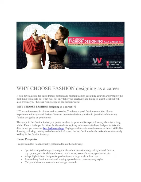 WHY CHOOSE FASHION designing as a career