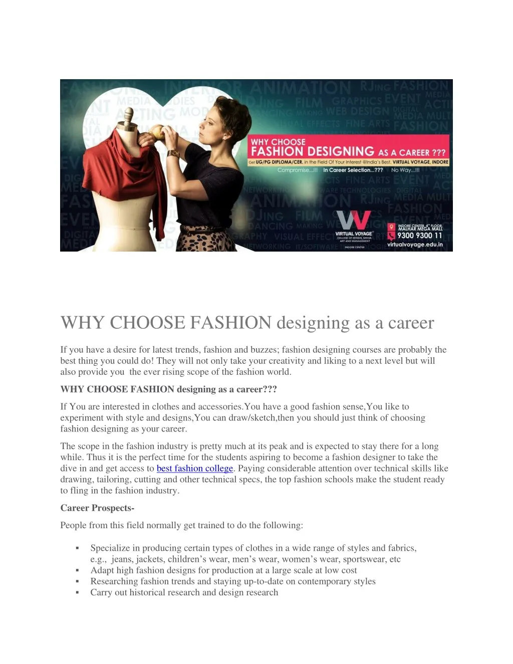 why choose fashion designing as a career