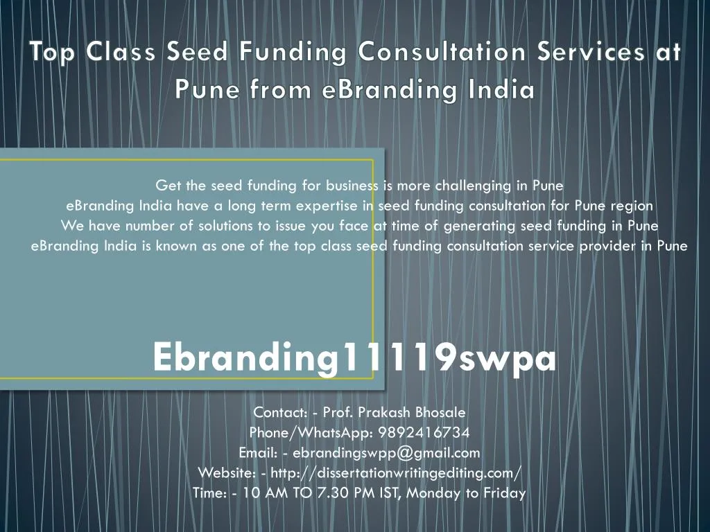 top class seed funding consultation services at pune from ebranding india