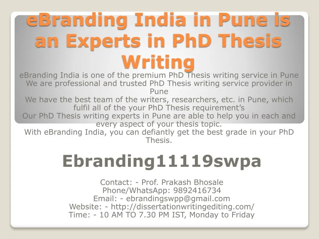 ebranding india in pune is an experts in phd thesis writing