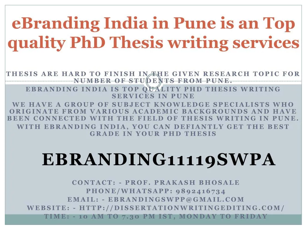 ebranding india in pune is an top quality phd thesis writing services