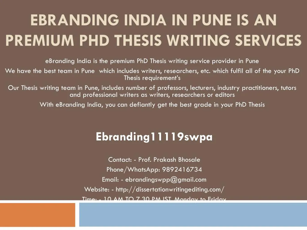 ebranding india in pune is an premium phd thesis writing services