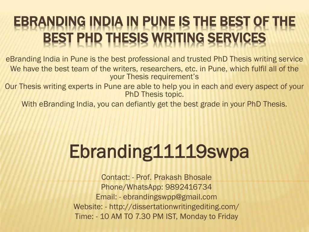 ebranding india in pune is the best of the best phd thesis writing services