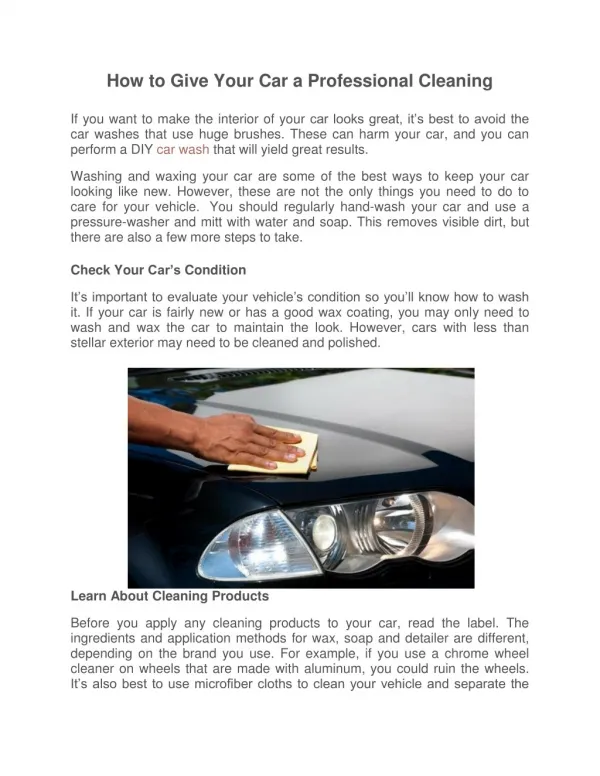 How to Give Your Car a Professional Cleaning