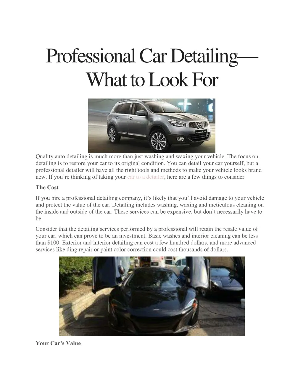 professional car detailing what to look for
