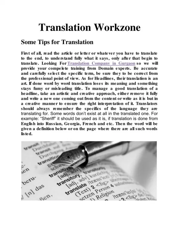 Translation Companies In Gurgaon | Translation Workzone