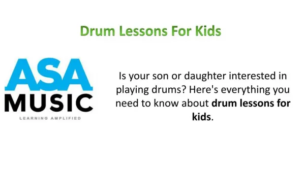 Drum Lessons for Kids - ASA Music Academy