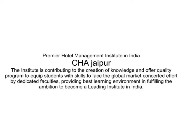 management of hospitality adminstration jaipur