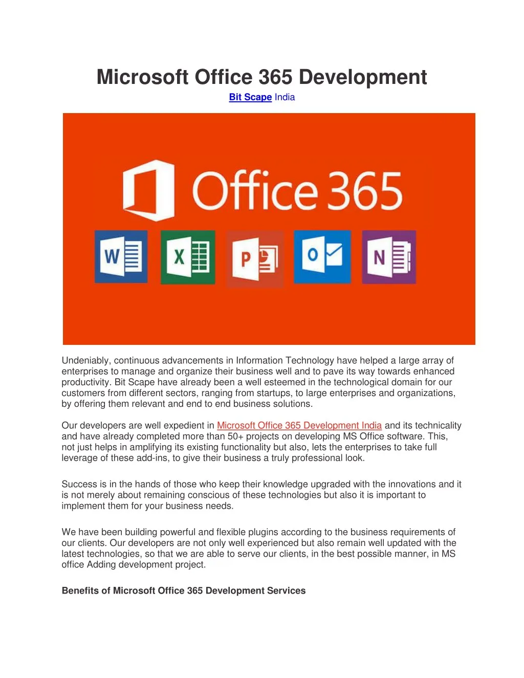 microsoft office 365 development bit scape india