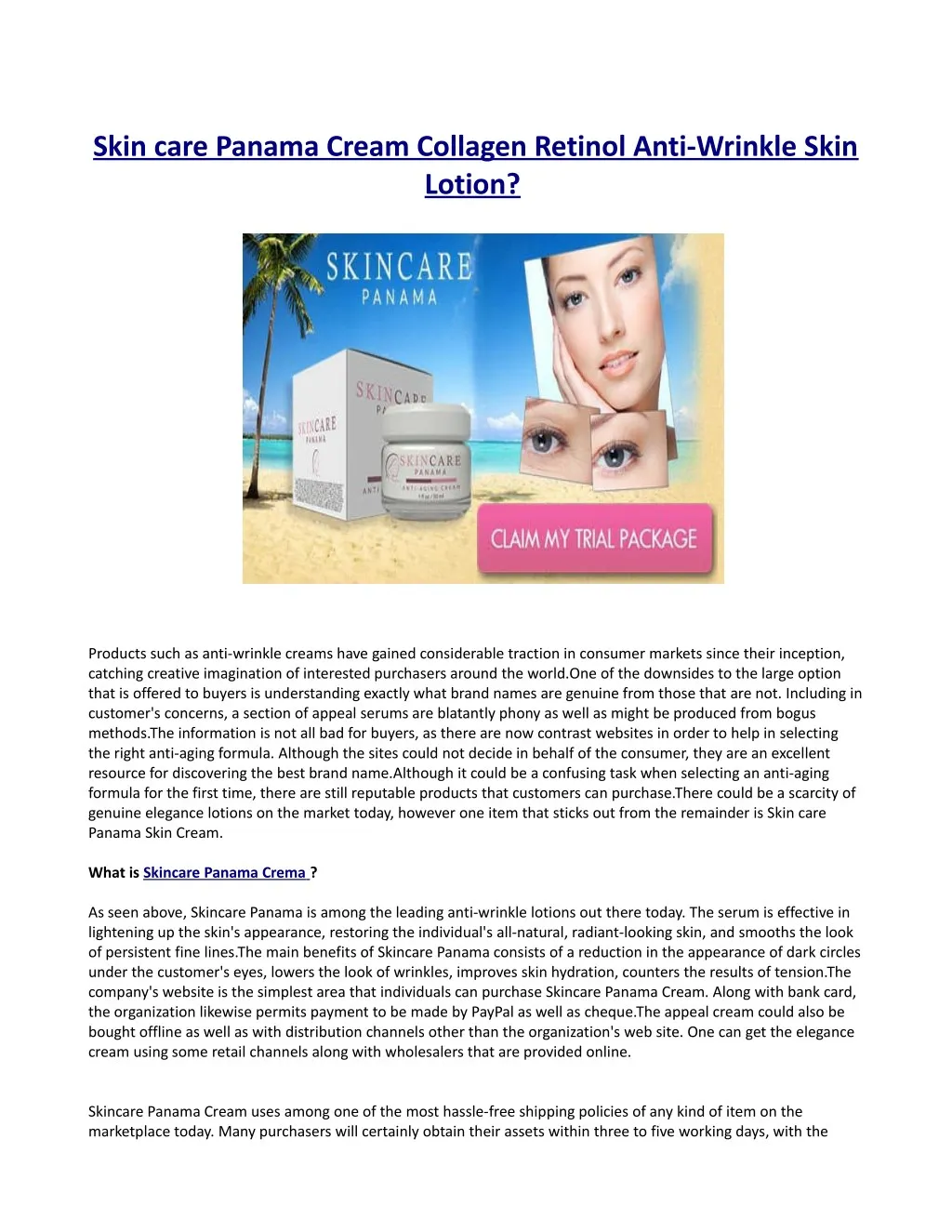 skin care panama cream collagen retinol anti