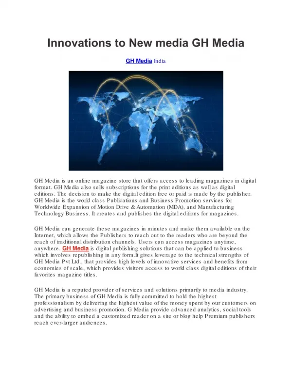 Innovations to New media GH Media