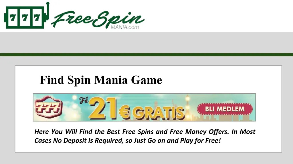 find spin mania game