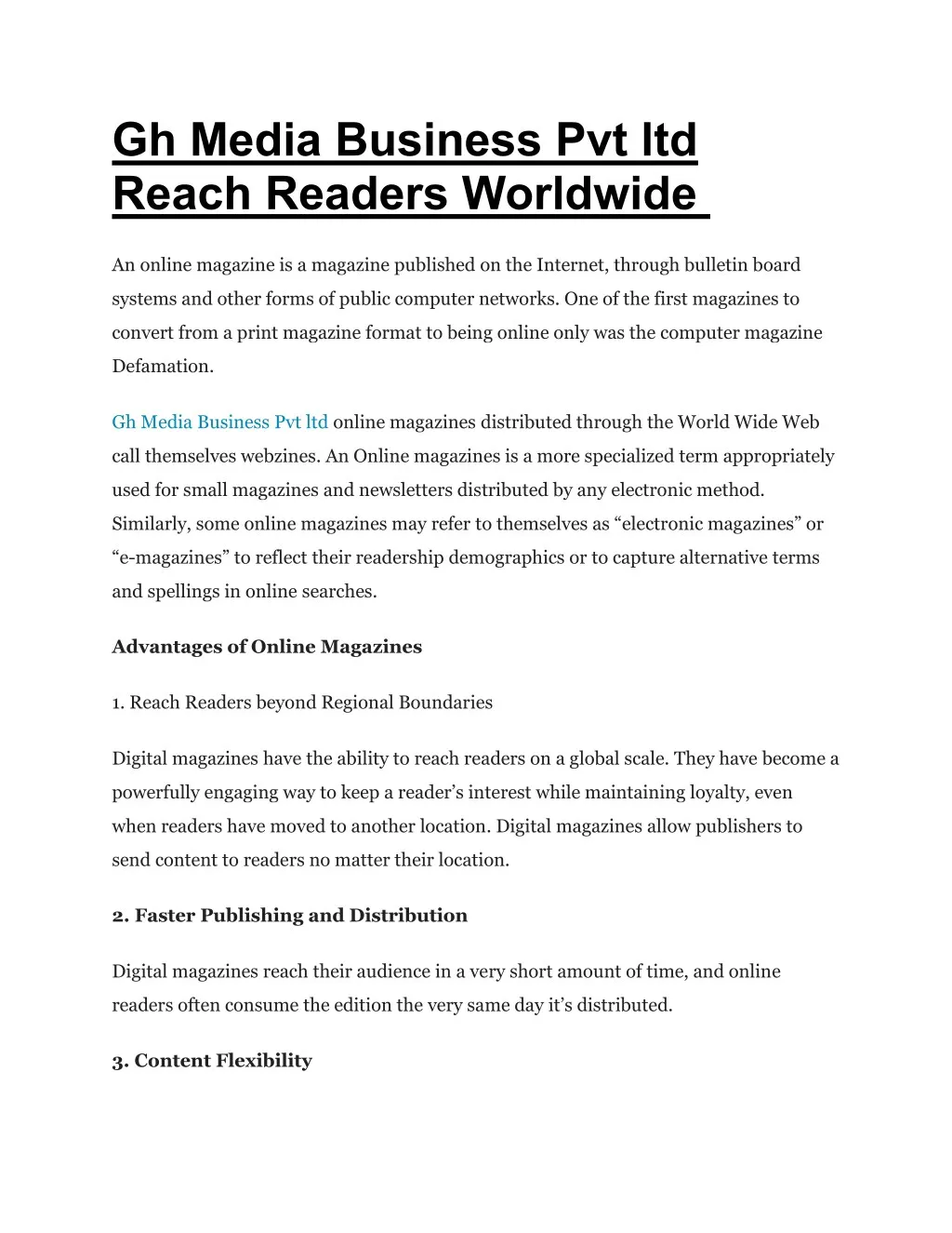 gh media business pvt ltd reach readers worldwide