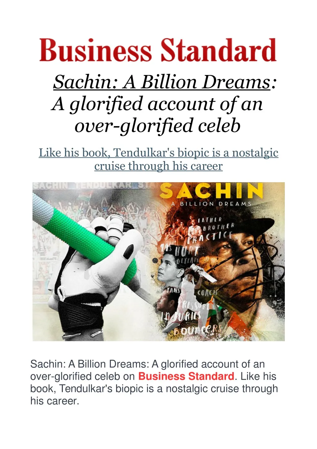 sachin a billion dreams a glorified account