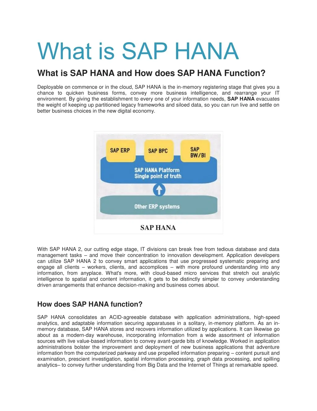 what is sap hana what is sap hana and how does