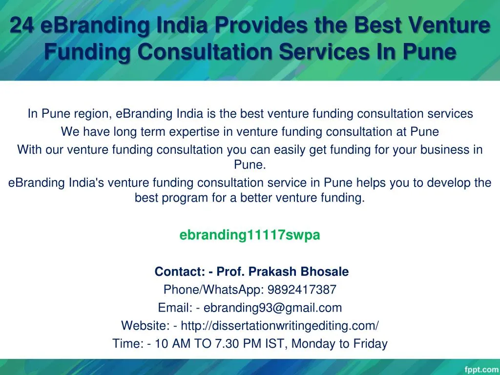 24 ebranding india provides the best venture funding consultation services in pune
