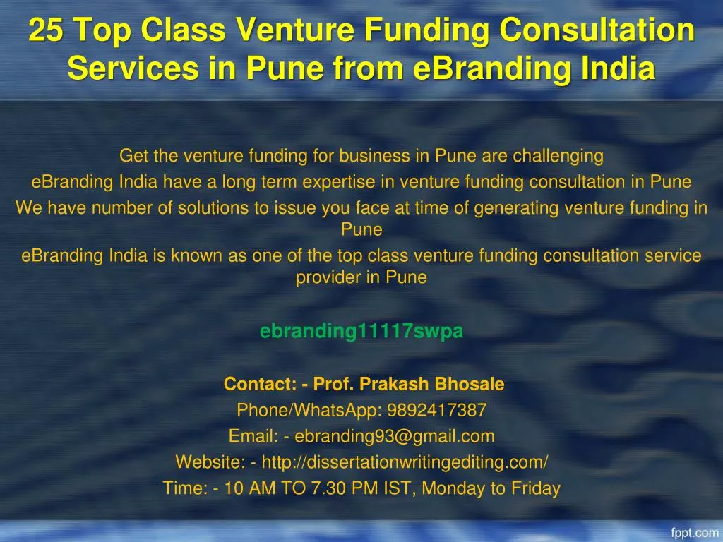 25 top class venture funding consultation services in pune from ebranding india