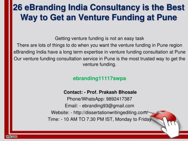 26 eBranding India Consultancy is the Best Way to Get an Venture Funding at Pune