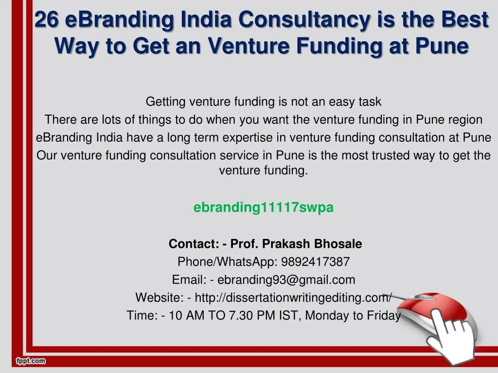 26 ebranding india consultancy is the best way to get an venture funding at pune