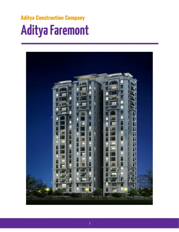 Aditya Constructions Company Hyderabad - Premium Apartments For Sale in Aditya Faremont