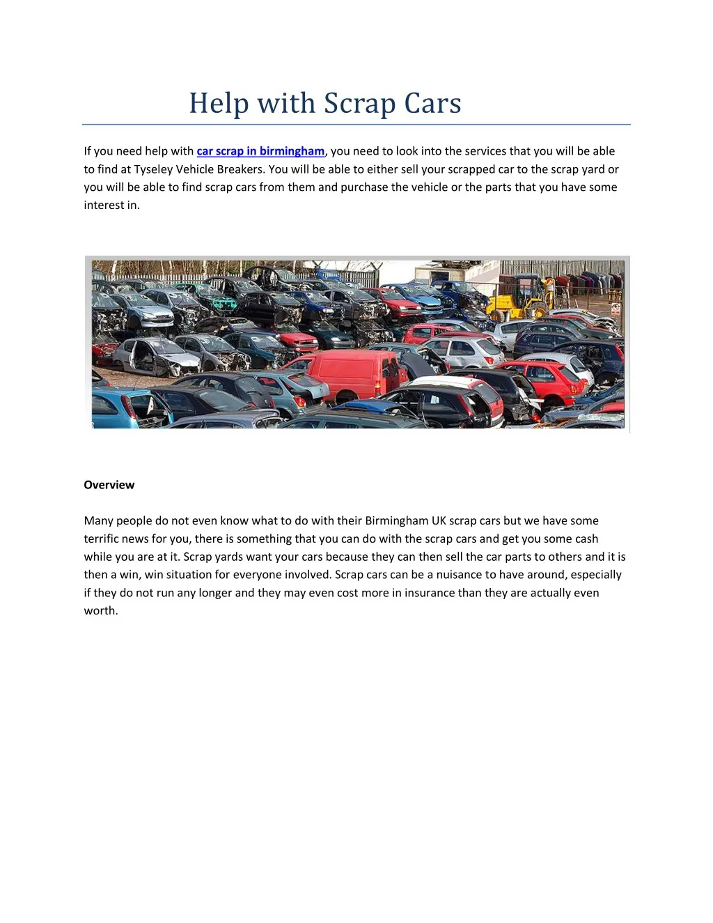 help with scrap cars