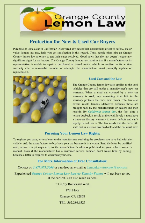 Protection for New & Used Car Buyers