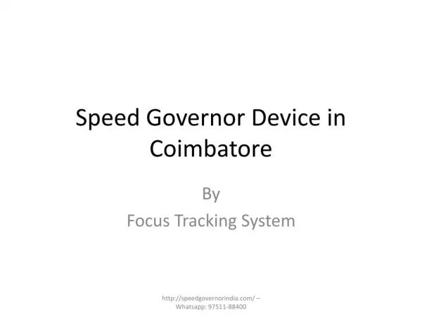 Speed Governor Devices in Coimbatore