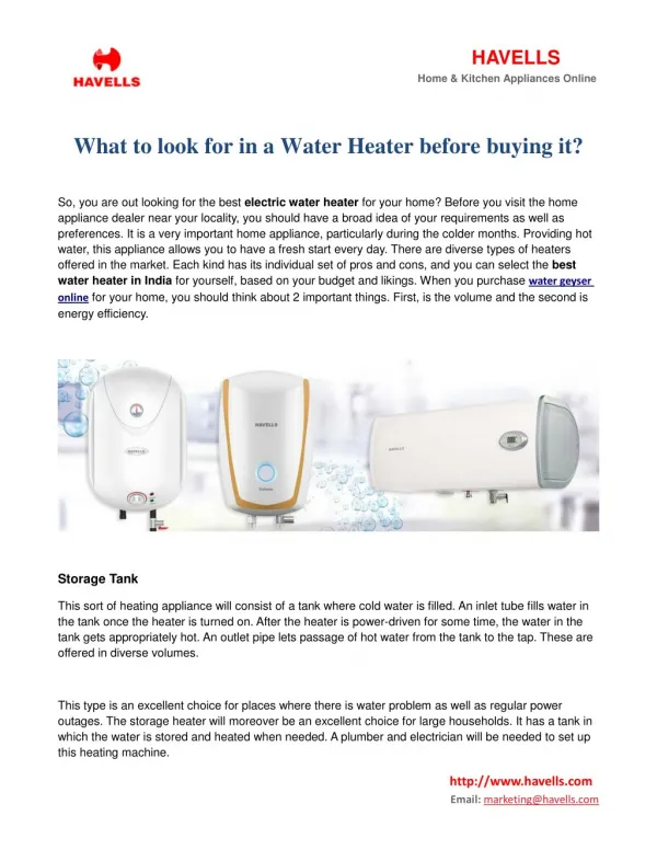 What to look for in a water heater before buying it?