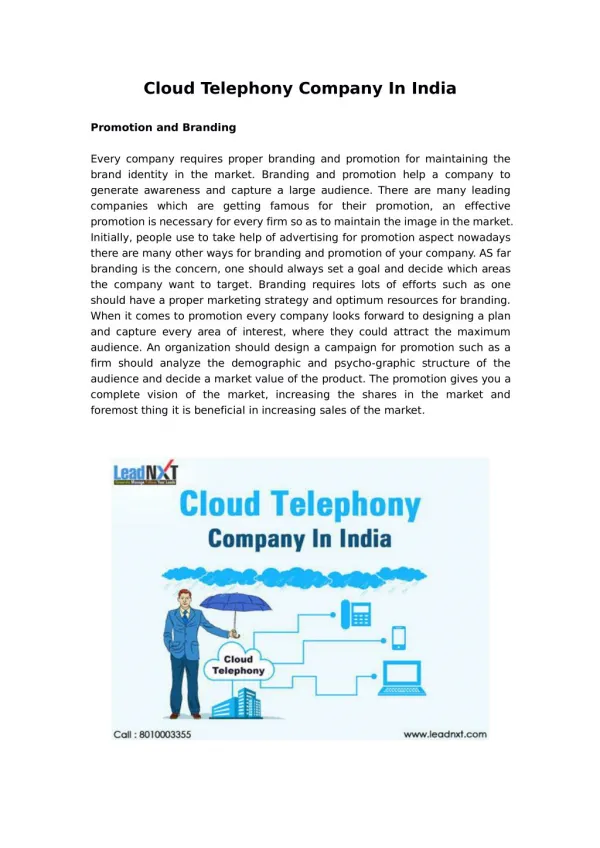 Cloud Telephony Company In India