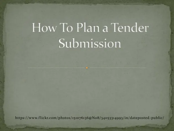 How To Plan a Tender Submission