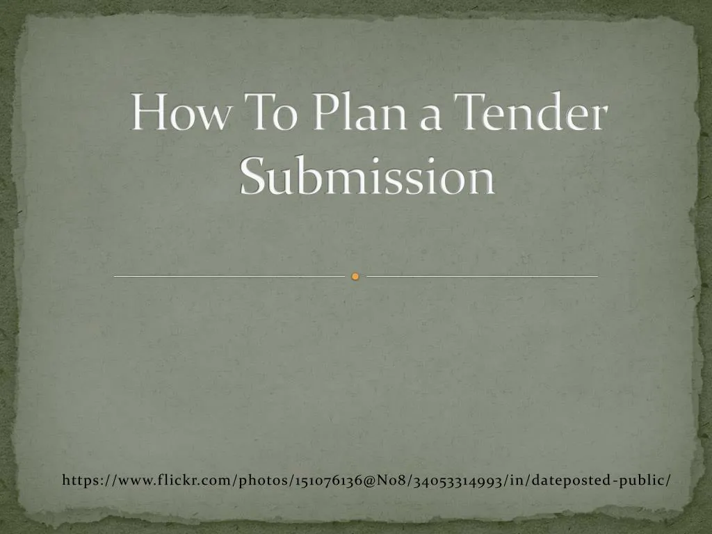 how to plan a tender submission
