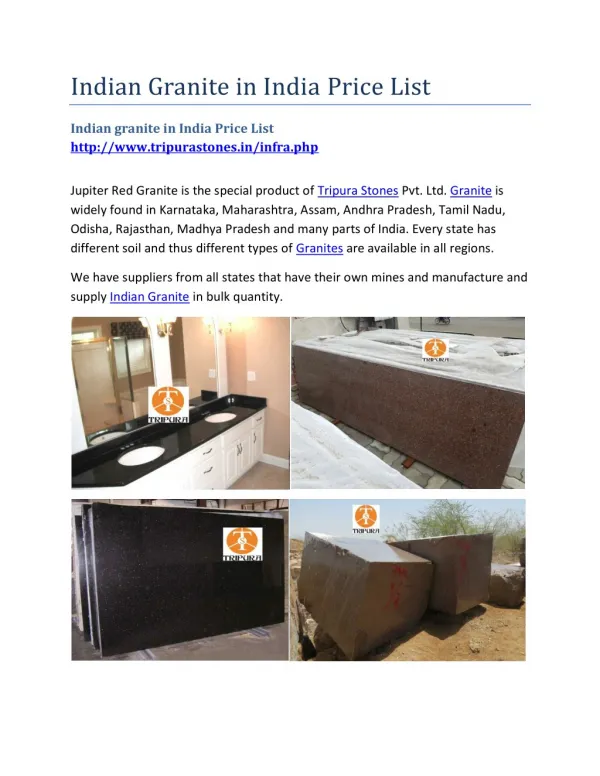 Indian granite in India Price List