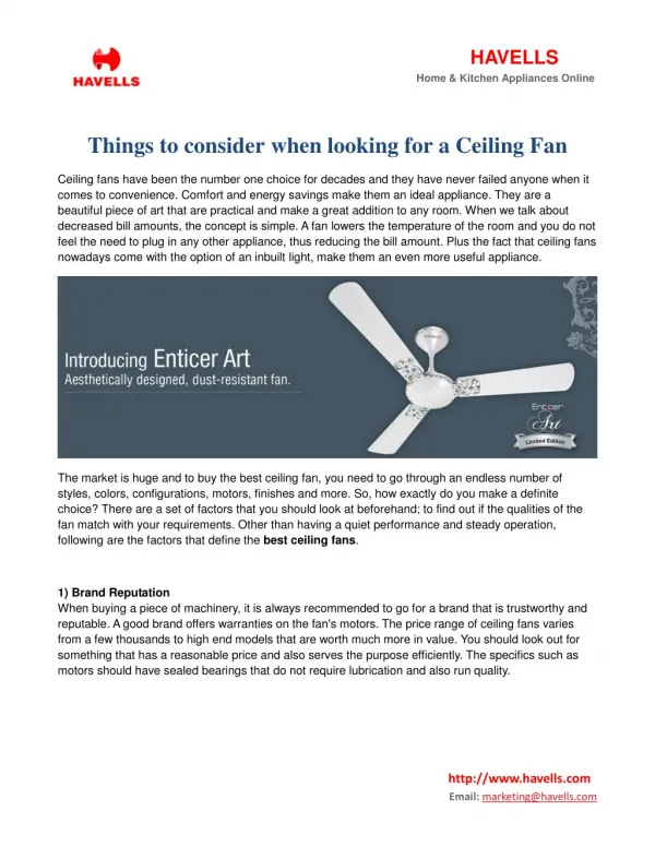 Things to consider when looking for a ceiling fan