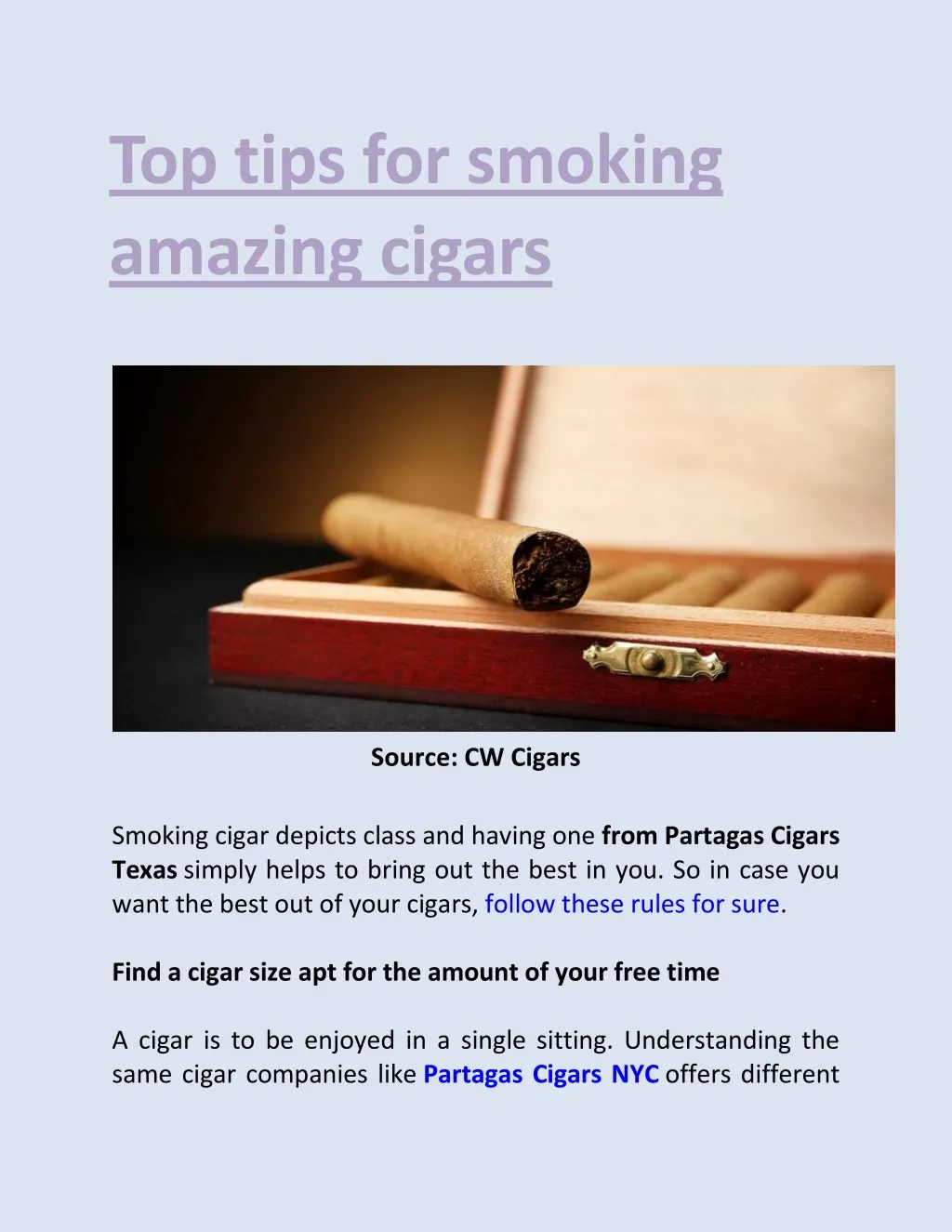 top tips for smoking amazing cigars