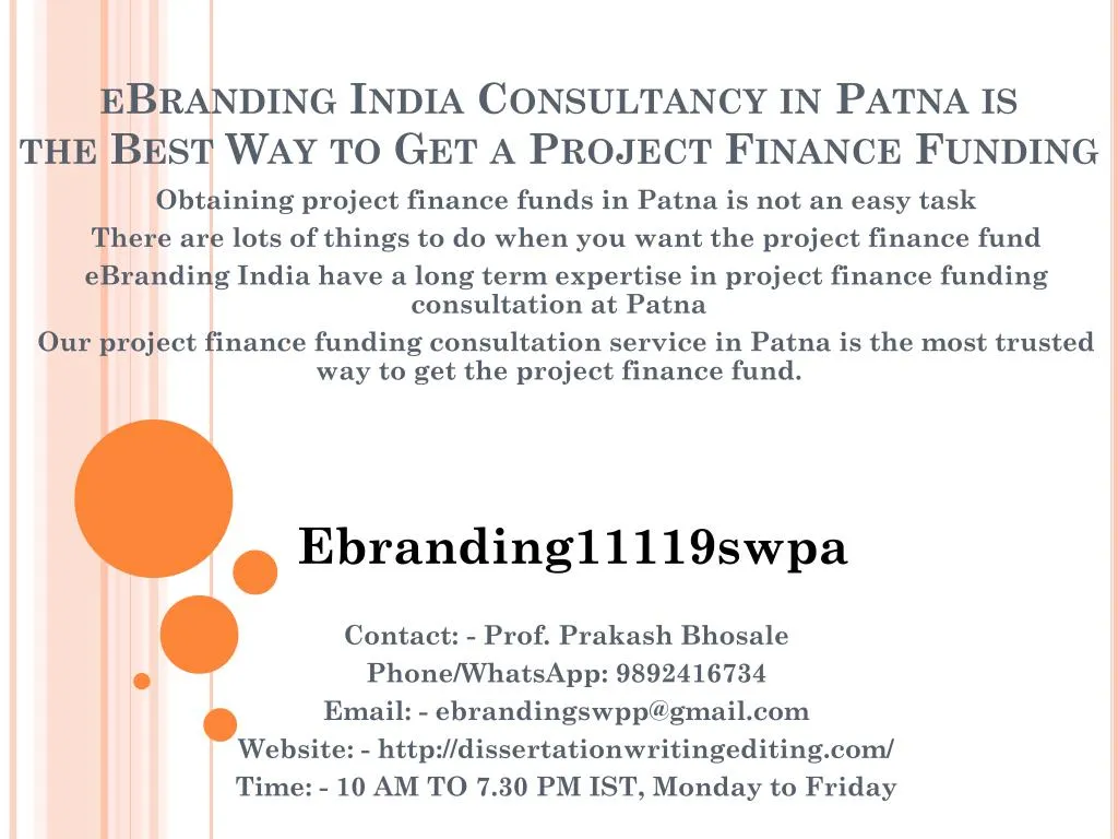 ebranding india consultancy in patna is the best way to get a project finance funding